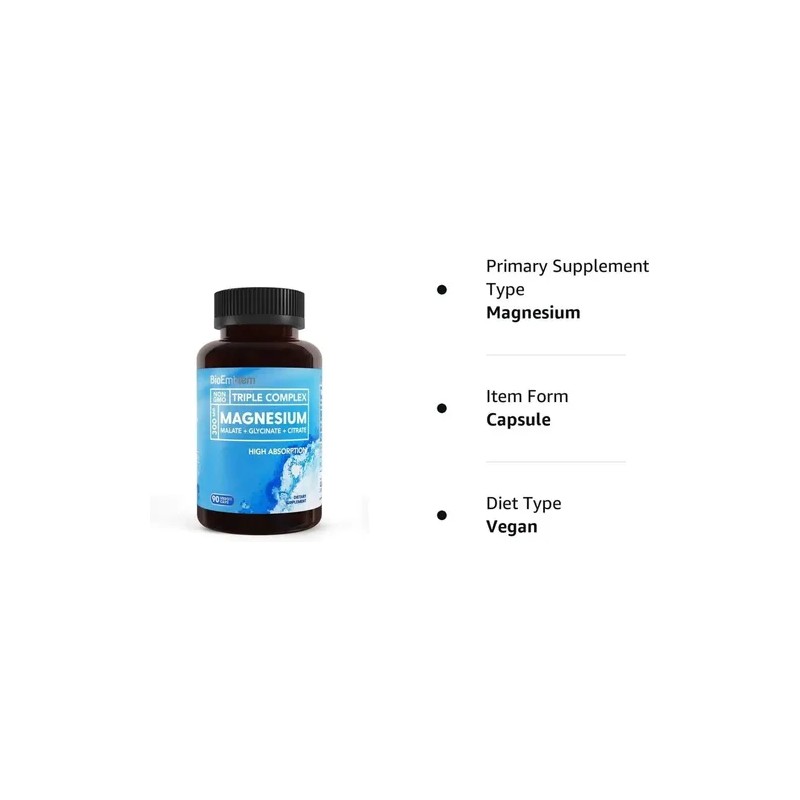 Bioemblem Magnesio Triple Cápsulas 300mg Alta Absorción Vegano Gluten