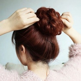 Hair up wig ponytail cherry brown giblet band set of 3 (WFHBQ55) / 머리 올림 가발 똥머리 체리브라운 곱창밴드 3개 세트 (WFHBQ55)