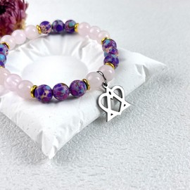 Natural Stone Adoption Bracelet Adoption Jewelry with Adoption Symbol Adoption Gifts for Gotcha Day Gift Mother's Day Gifts for Daughter in Law (Pink & Colorful)