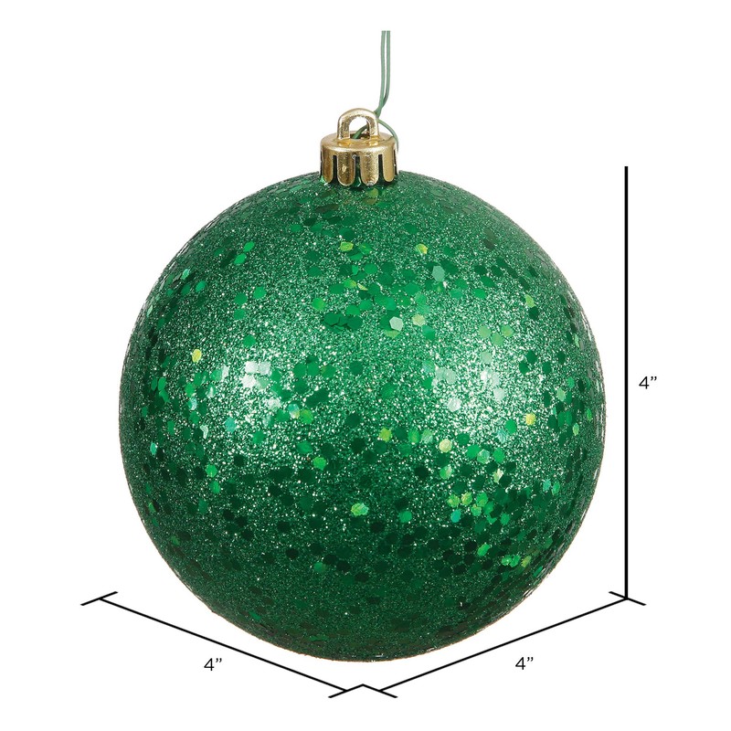 Vickerman 4" Green Sequin Ball Ornament, 6 per Bag