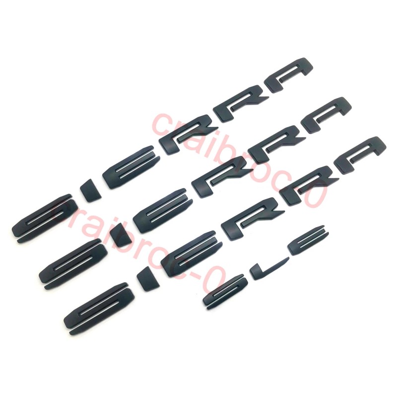 GMC 4pcs Matte Black SIERRA SLE Letters Nameplate Emblem for