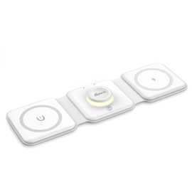 CYBORIS Charger, Wireless Charger 3 in 1 Inductive Charging Station 15 W, Wireless Charging Station (without Adapter)