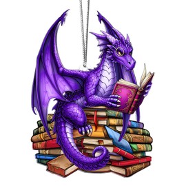 Sensemory Book Dragon Ornament Book Lovers Gifts, Unique Christmas Ornaments Fourth Wing Merch, DND, Acotar Bookish Gifts for Women, Fantasy Themed Tree Decor for Readers, Bookworm (Bookwyrm)