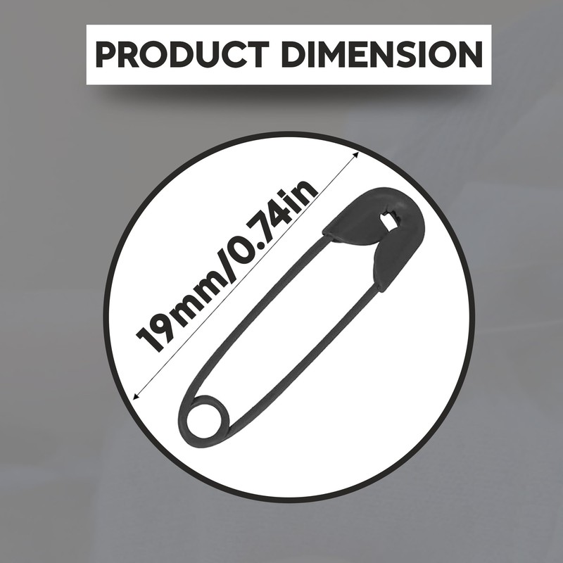 120 Mini Black Safety Pins (19mm) – Strong Alloy Steel