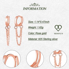 MOOFUN Earrings 925 Silver Hoop Earrings Women's Earrings with Double Layer Hanging Chain Earrings for Mum Best Friend Teenager Girls Grandma Sister Women Gift Birthday Gift, Sterling Silver Sterling