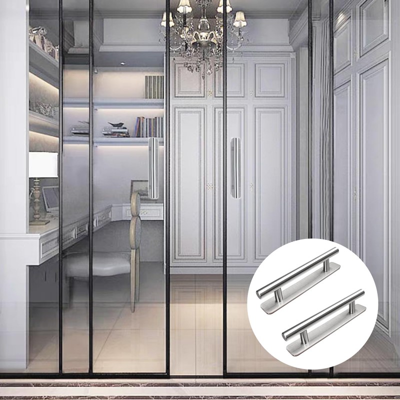 2 PCS Stick on Handles,Cabinet Door Pull Handle,No Drilling Silver