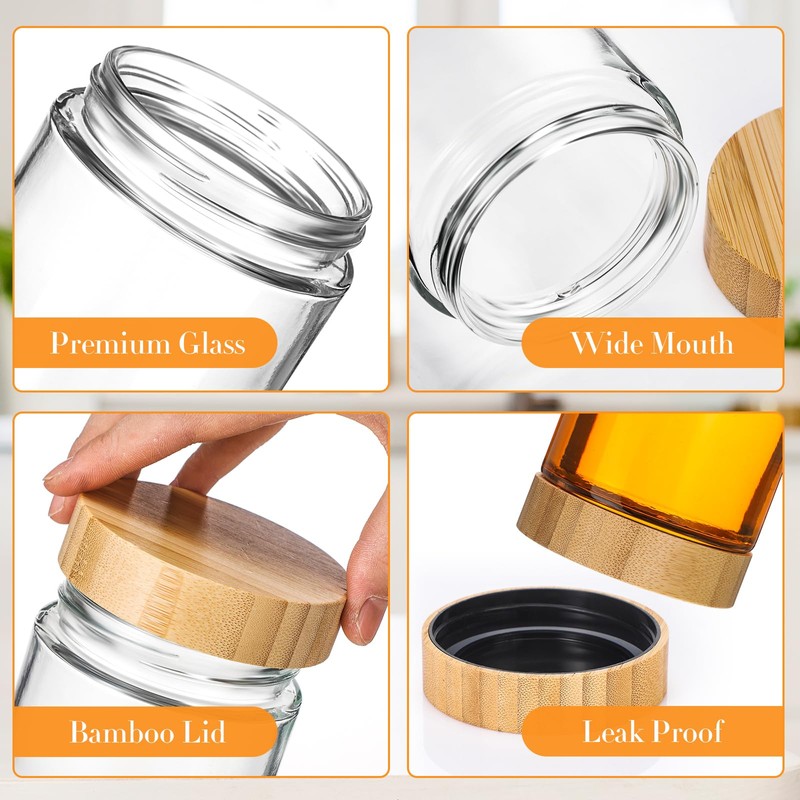 Suclain 6 Pcs 16 oz Glass Jars with Airtight Lids