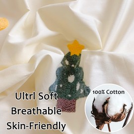 MorroMorn Twin Duvet Cover Cotton, 3D Embroidery Twin Bedding Sets, Green Chenille Embroidered Comforter Covers Soft Breathable Sweat-Absorb for Girls Boys Kids Teen (Christmas Tree, Twin/Twin XL)