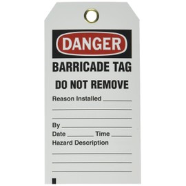 Brady 132422"" Tag, Polyester, 5 3/4" H x 3" W, Black/Red on White (Pack of 25)