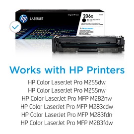 HP HP 206X Black High-yield Toner Cartridge | Works with HP Color LaserJet Pro M255, HP Color LaserJet Pro MFP M282, M283 Series | W2110X, Pack of 1, Black