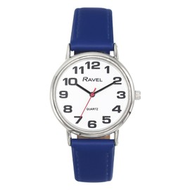 Ravel - Unisex - Watch with Large Numbers - Analogue Quartz Movement - R0105, blue/silver, Bracelet
