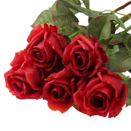 Rosas artificiales realistas de 24 pulgadas, ramo de rosas de seda de tacto real para arreglos florales, rosas falsas, decoración para el hogar, fiesta, boda, centros de mesa, rosas realistas, 5 unidades