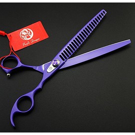 Purple Dragon 8.0 inch Professional Pet Grooming Scissors - Dog Chunker Shears - Adult Animal Thinning Hair Shears for Pet Groomer or Family DIY (Purple)