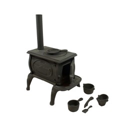 Old Mountain Black Mini Pot Belly Stove Set with Accessories, Cast Iron, miniature replica, Toy