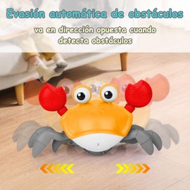 Crawling Crab Sensory Toy, Cangrejo Juguete para Gatear, Cangrejo Recargable que Se Mueve, Juguete Interactivo con Sonido para Niños, Juguete Educativo con Luz para Estimular Gateo, Regalo de Navidad