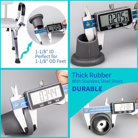 4 PCS Replacement Feet for Bath Seat Shower Chair, 1-1/8" I.D Slope Rubber Feet Pad for Transfer Shower Bench Shower Seat Commode Chair, Non Slip Suction Cup Feet Caps, Metal Insert Reinforced