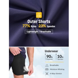 baleaf Mens MTB Cycling Shorts 3D Padded Mountain Bike Short for Men 2 in 1 Outdoor Cycle Bicycle Navy Blue XL
