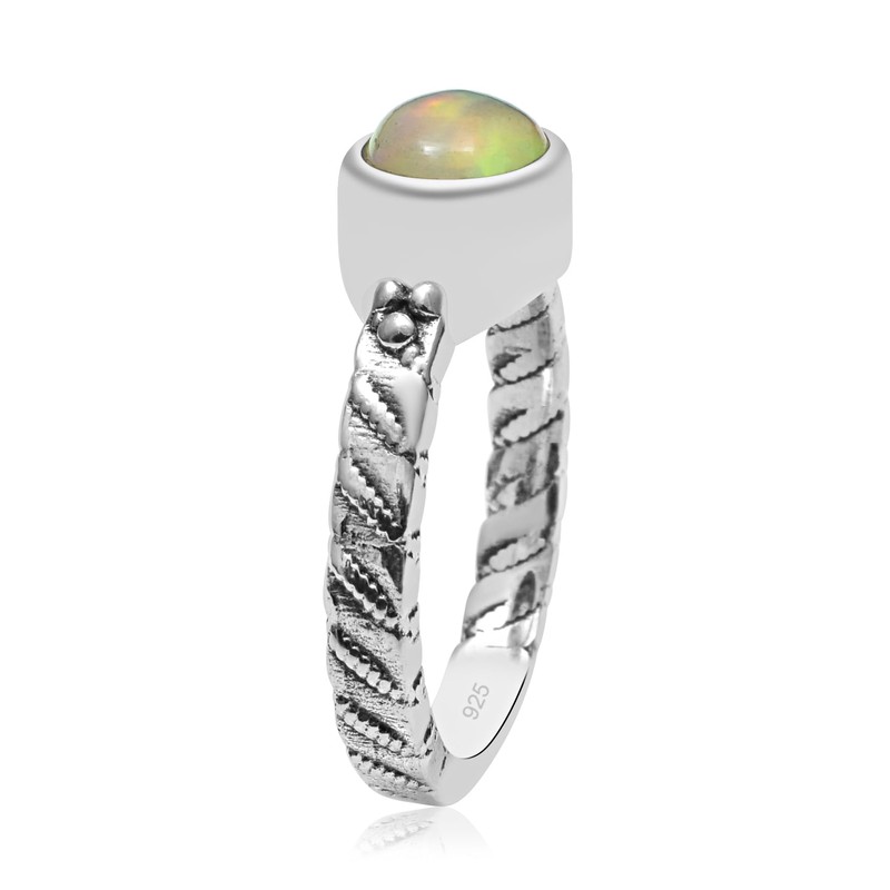 Silver Palace Natural Ehtiopian Opal 925 Sterling Silver Textured Band