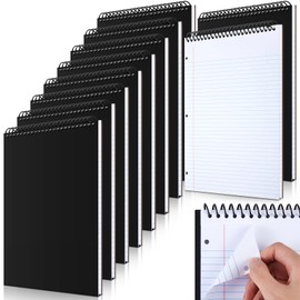 MotiMind 10 Pcs Legal Pads 3 Hole Punched Top Bound Spiral Notebook Tear Line for Easy Removal 8.5 x 11 in Hard Cardboard Paper College Ruled Notepad Spiral Note Pad for Office School (White)