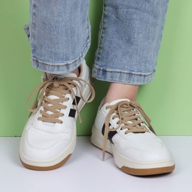 Stepace [2 Pairs] Flat Elastic Shoe Laces for Sneakers 31"-63" Length 11 Colors Stretch Shoelaces Khaki 100