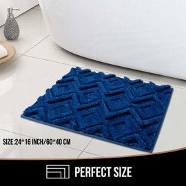 Leaintexbazh Bath Mat & Bathroom-Rugs 24x16, Ultra Soft Machine Washable Microfiber Bath Mat, Absorbent Quick Dry Non Slip Rug for Bathroom Floor, Tub and Shower, Navy