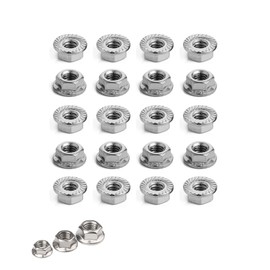 DEVENTORZ Hex Flange Nuts 20pcs Hex Lock Nuts Flanged Lock Nuts 304 Stainless Steel Serrated Stainless Steel (M8)