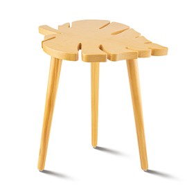 Plant Stool Stand for Indoor Plant, Pine Wood Modern Monstera Leaves Pot Holder for Living Room, Decorative Wooden Corner Flower Table Display, Tall Tripod Planter Rack for Home Office Patio Bedroom