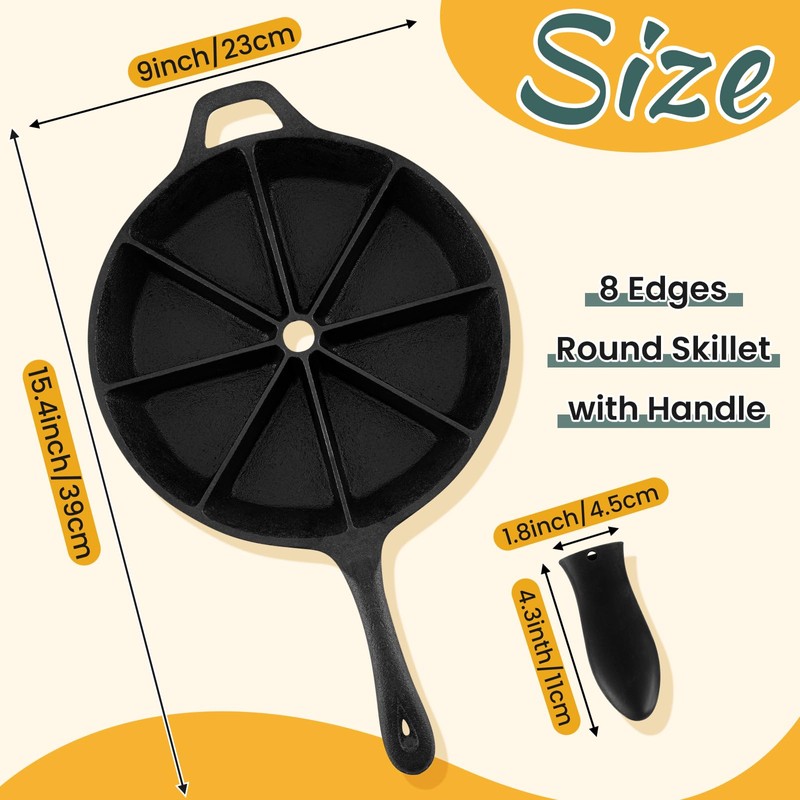 Havawish Cast Iron Wedge Pan with Black Silicone Hot Handle