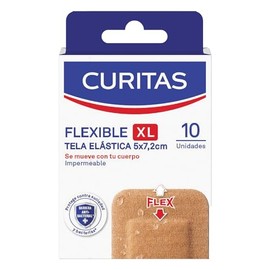 Curitas Venditas Adhesivas Flexible XL Impermeables para Heridas Más Grandes. Protegen la herida contra la suciedad y bacterias, 10 piezas