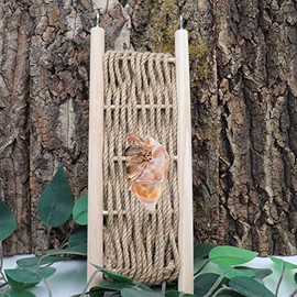 Hermit Crab Climbing Ladder Bridge, Rope and Wooden Climbing Toy, Reptile Climbing Toy, Small Animal Cage Accessories, Suitable for Lizard Chameleon, Hermit Crab, Hamster, Chinchilla