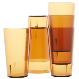 Restaurant Grade, BPA Free 12oz Amber Plastic Cup 6 pk. Break Resistant Drinking Glasses Are Reusable, Stackable and Shatterproof. Best Drink Tumblers for Cafe, Party and Catering Supplies (Amber, 6)