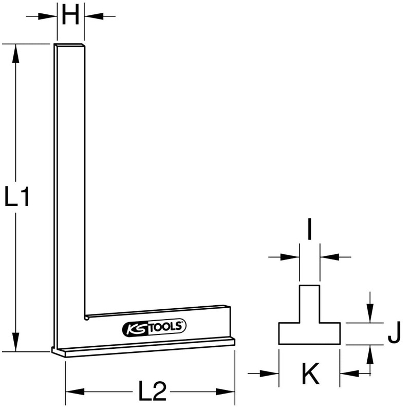 KS Tools 300.0212 Square with stock DIN 875/1, 200mm