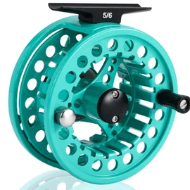 Sougayilang Fly Fishing Reel, Die Cast Aluminum Fly Reel, 5/6, 7/8, Weight Saltwater Fly Reels-Turquoisee - 5/6