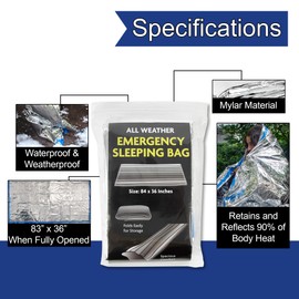 Trail maker Emergency Sleeping Bags for Survival Extreme Cold Bulk 84” x 36” Mylar Sleeping Bags for Adults Emergency, Runners, First Responders, Homeless Sleeping Bag | Retains 90% of Body Heat