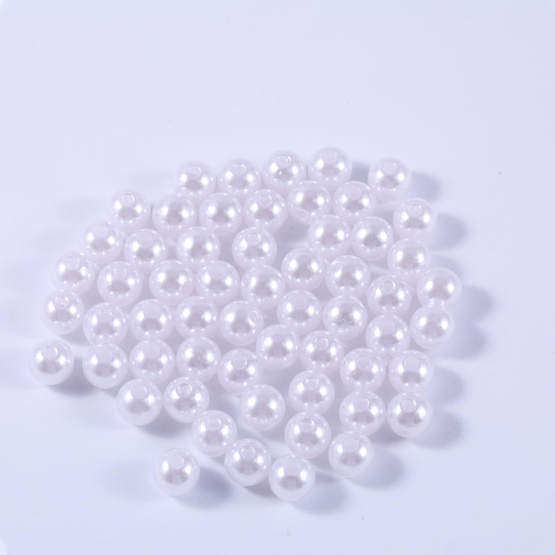 600pcs Pearl Beads for Crafts, 8mm Round Pearl Beads with