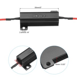 PATIKIL 50W 1 Ohm Aluminum Shell Resistor, 2Pcs Aluminum Housing Resistor with Clips Housed Case Wirewound Resistors Screw Tap Power Resistor, Black