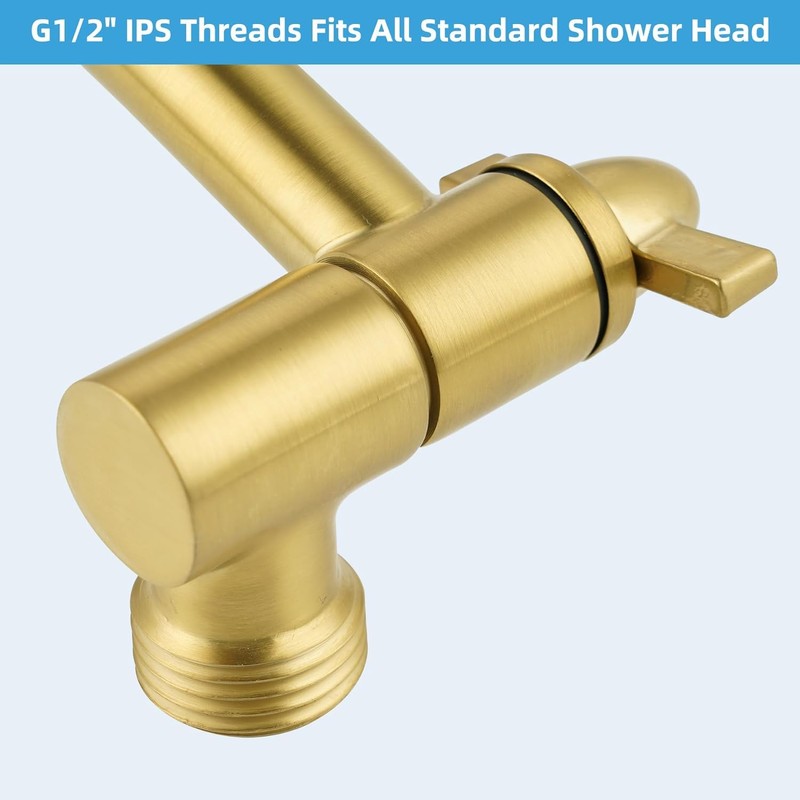 Hibbent Shower Head Extension Arm,16" Solid Brass Adjustable Extender with