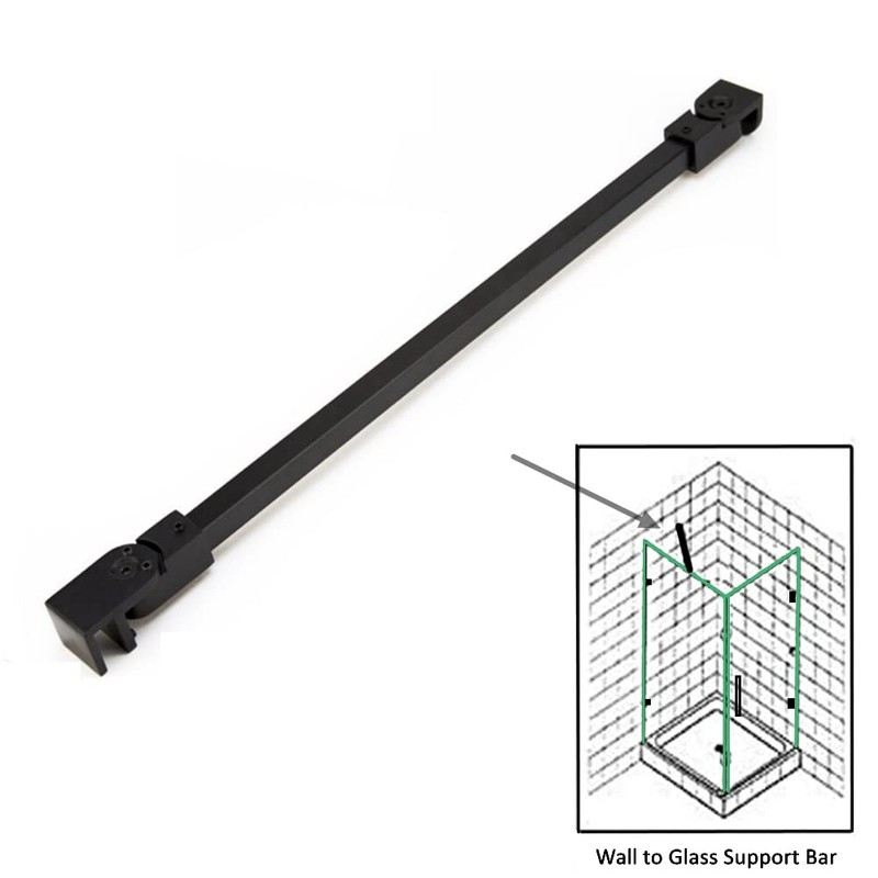 Matt Black Stainless Steel Wall-To-Glass Support Bar Support Arm for