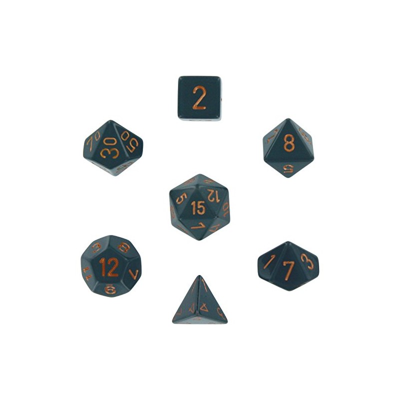 Chessex Polyhedral 7-Die Opaque Dice Set - Dark Gray Copper