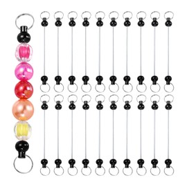 PATIKIL 20 Pcs Beadable Keychain Bars, Metal Beaded Keychain Blanks Bulk Making Supplies Kit with Double Side Loops for Pendant DIY Art Crafts, Black