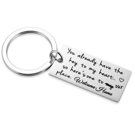 Key to Our Home Keychain, First Home Keyring Gifts for Boyfriend, Moving in Together Key Chain, New Apartment Gift for Couples, House Warming Gift for Girlfriend, Homeowners Gift