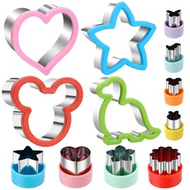 Elfkitwang Sandwich Cookie Cutters Set, Dinosaur,Heart,Star,Mickey Sandwich Knife Cookie Knife Vegetable Cutter Food Grade Cookie Mould.(12Pcs)