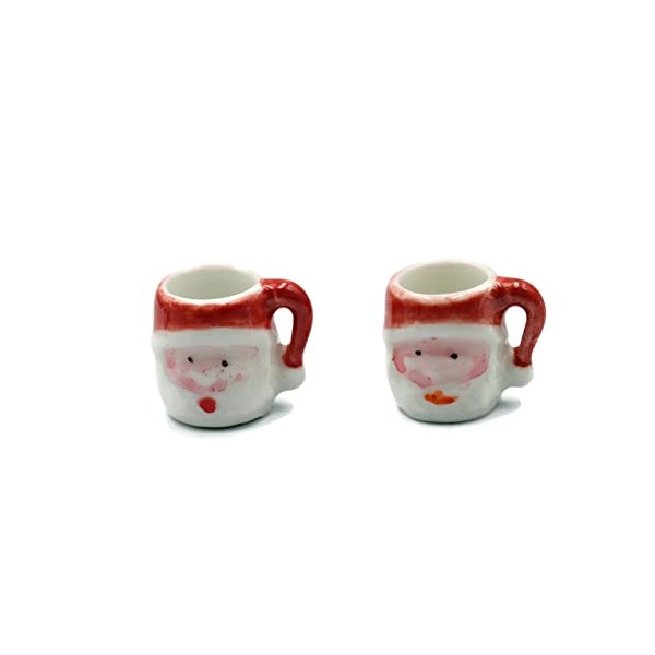Christmas Santa Coffee Mugs Set of 2 Dollhouse Miniature Kitchen