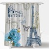 Generic Paris Eiffel Tower Shower Curtain Vintage French Blue Floral