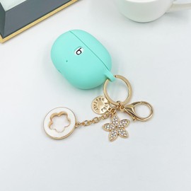 KOUJAON Case Compatible with Beats Studio Buds (2021) / Beats Studio Buds + (2023) Silicone Protective Case for Beats Wireless Earbuds with Keychain (Mint Green)