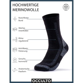 Occulto Men's Merino Thermal Socks Pack of 3 (Model: Erik), black
