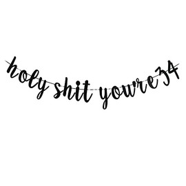 Holy You're 34 Banner – Divertidas decoraciones de cumpleaños de 34 años para hombres y mujeres 34 cumpleaños