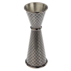 Barfly 1 x 2 oz. Diamond Lattice Etch Japanese Style Jigger, Gun Metal Black