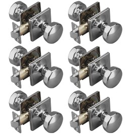 STARPY 6 Pack Polished Chrome Interior Door Knob, Passage Door Knob for Hall & Closet, Non Locking Door Handle