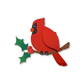 Roeda Brighten Your Life 14196r Dimensional Winter Cardinal with Holly Branch Magnet